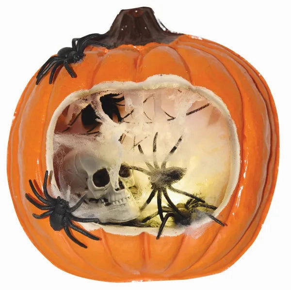 Monster Treats 9in  Scene Pumpkin with Light (Spider and Skull)