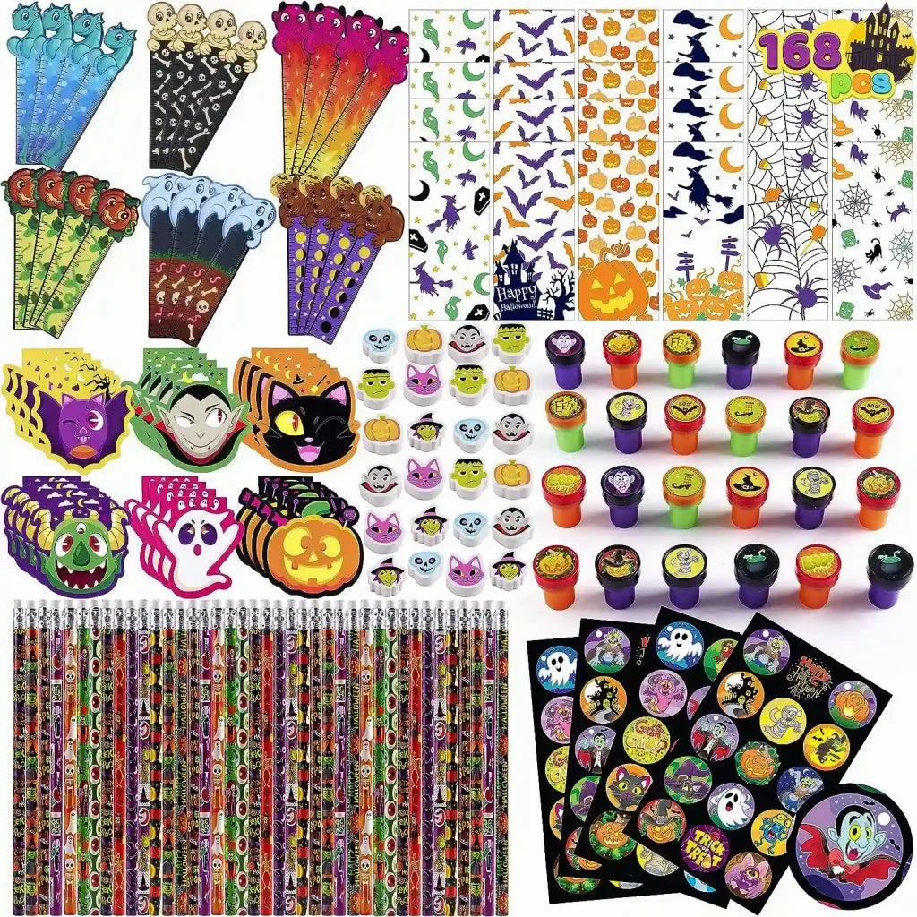 Playful Decor Enchanting Party JOYIN 168PCS Halloween Stationery Set, Art Set for Kids' Birthday Gifts, 24 Pack Halloween Themed Stationery Set