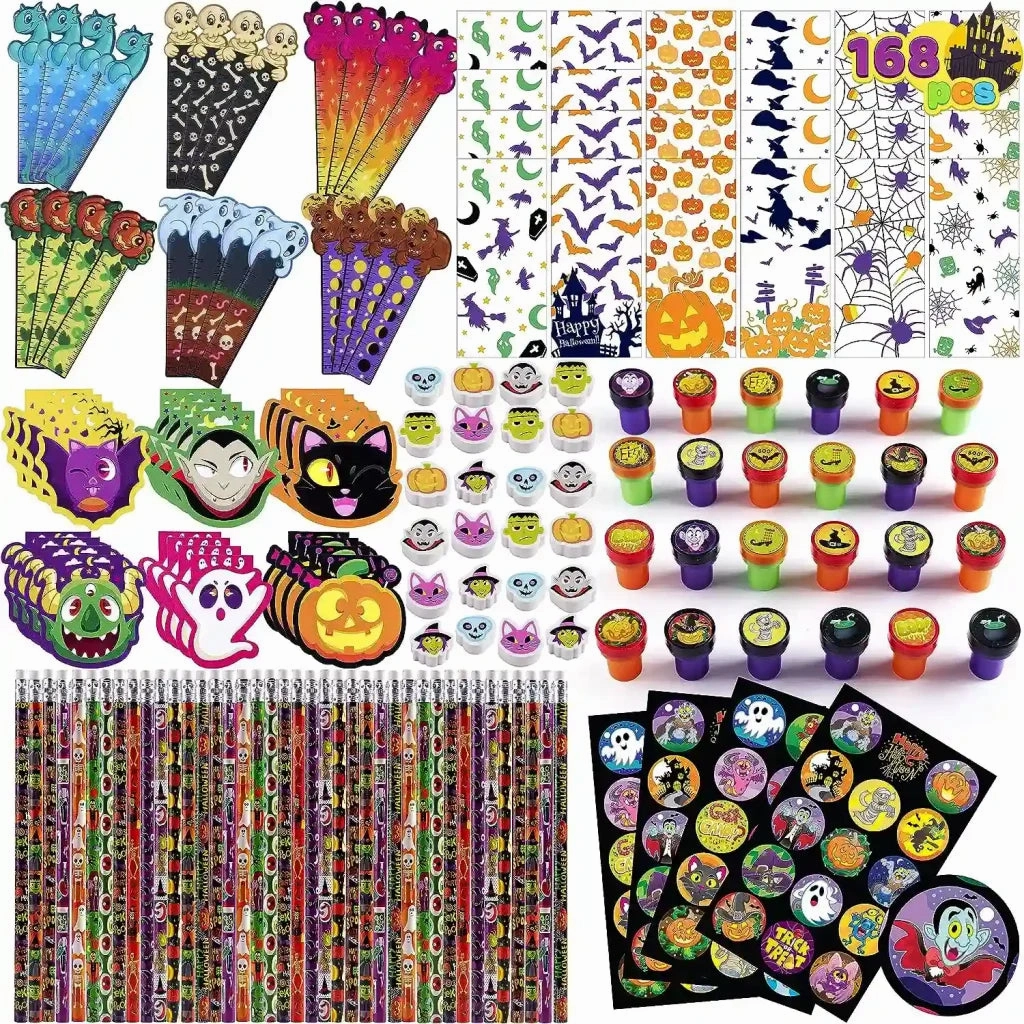 Fantastic Masks JOYIN 168PCS Halloween Stationery Set, Art Set for Kids' Birthday Gifts, 24 Pack Halloween Themed Stationery Set