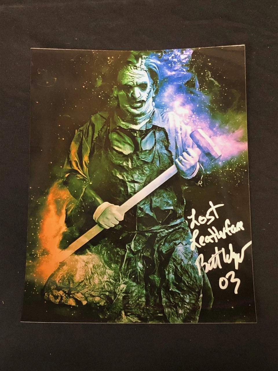 Frightening Displays Brett Wagner Signed Texas Chainsaw Massacre 8x10 V2