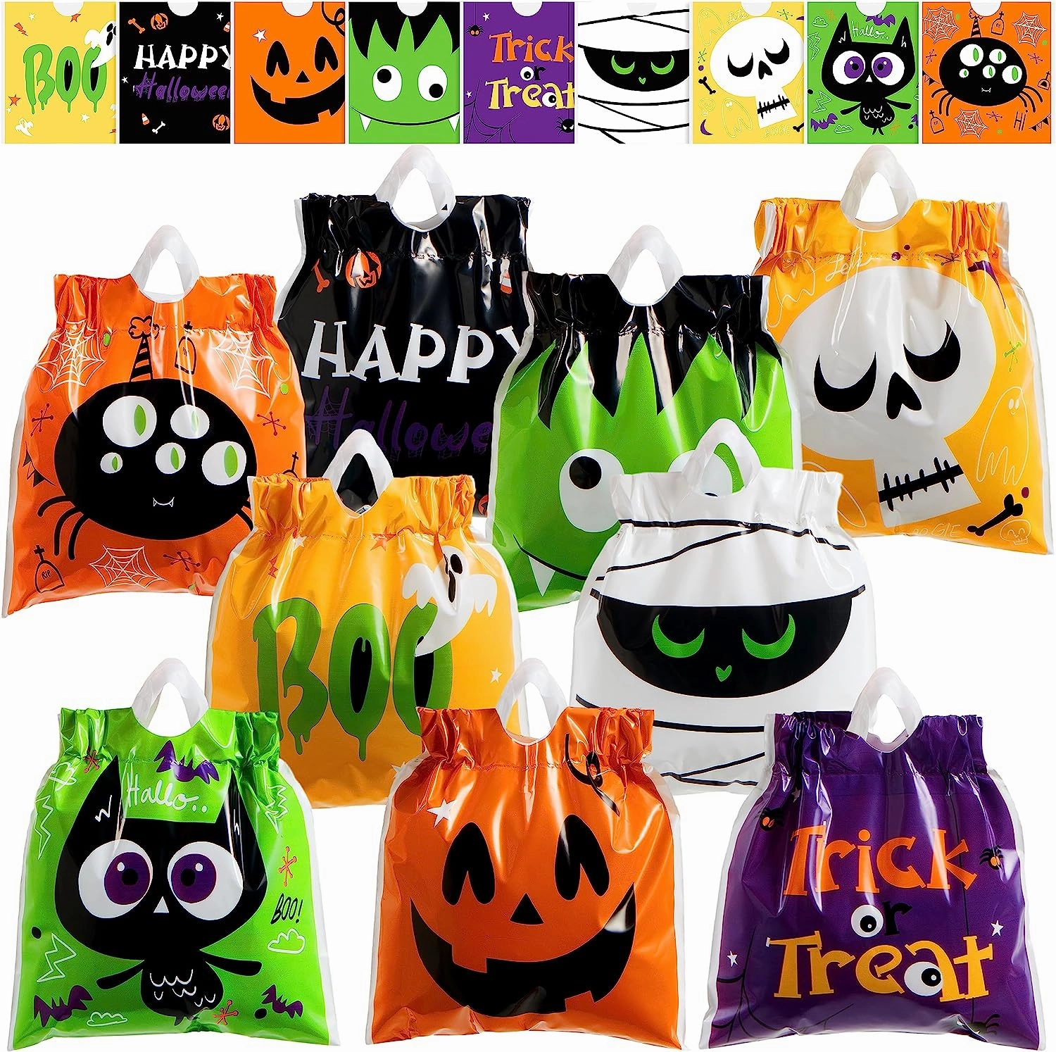Ghostly Accents Four-sided Halloween Goody Bags ,108 Pcs
