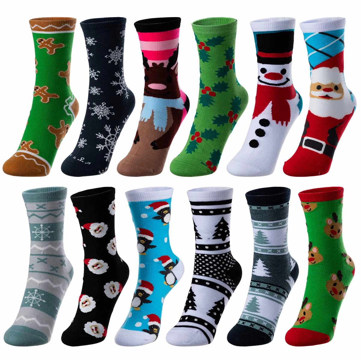 Winter Cotton Socks,12 Pairs Playful Decor