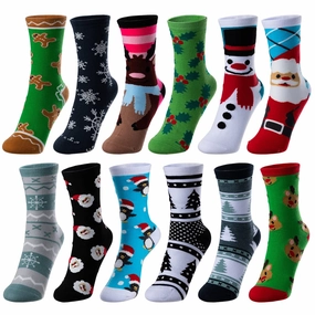 Winter Cotton Socks,12 Pairs Playful Decor