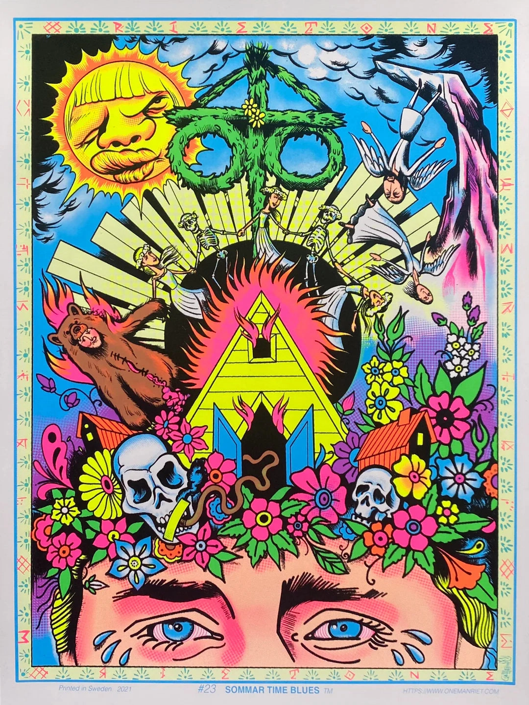 "Sommar Time Blues" Blacklight Parody Print Mysterious Figures