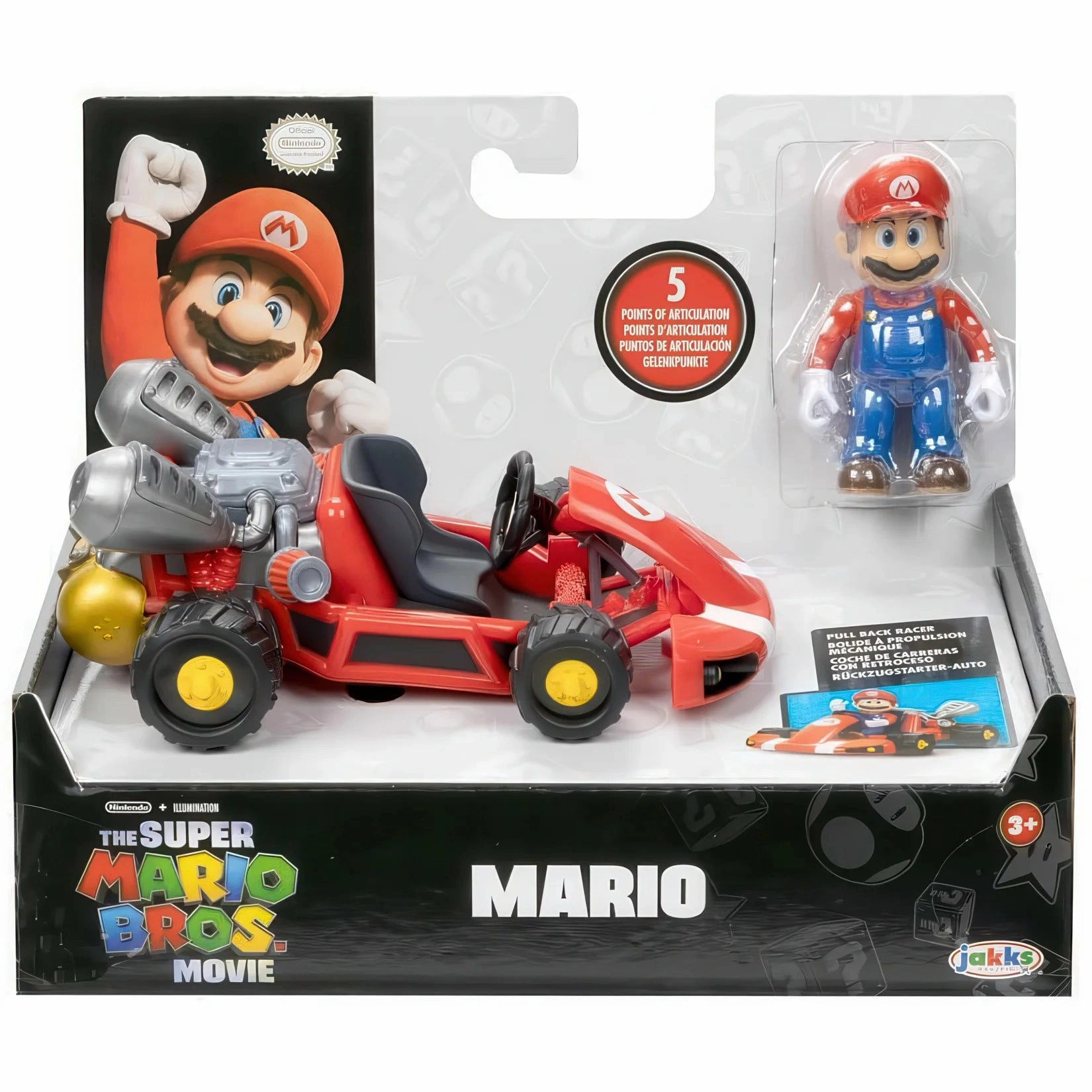 Nintendo Super Mario Movie 7 cm Figure With Kart Set Enthusiast Class Wait Timer
