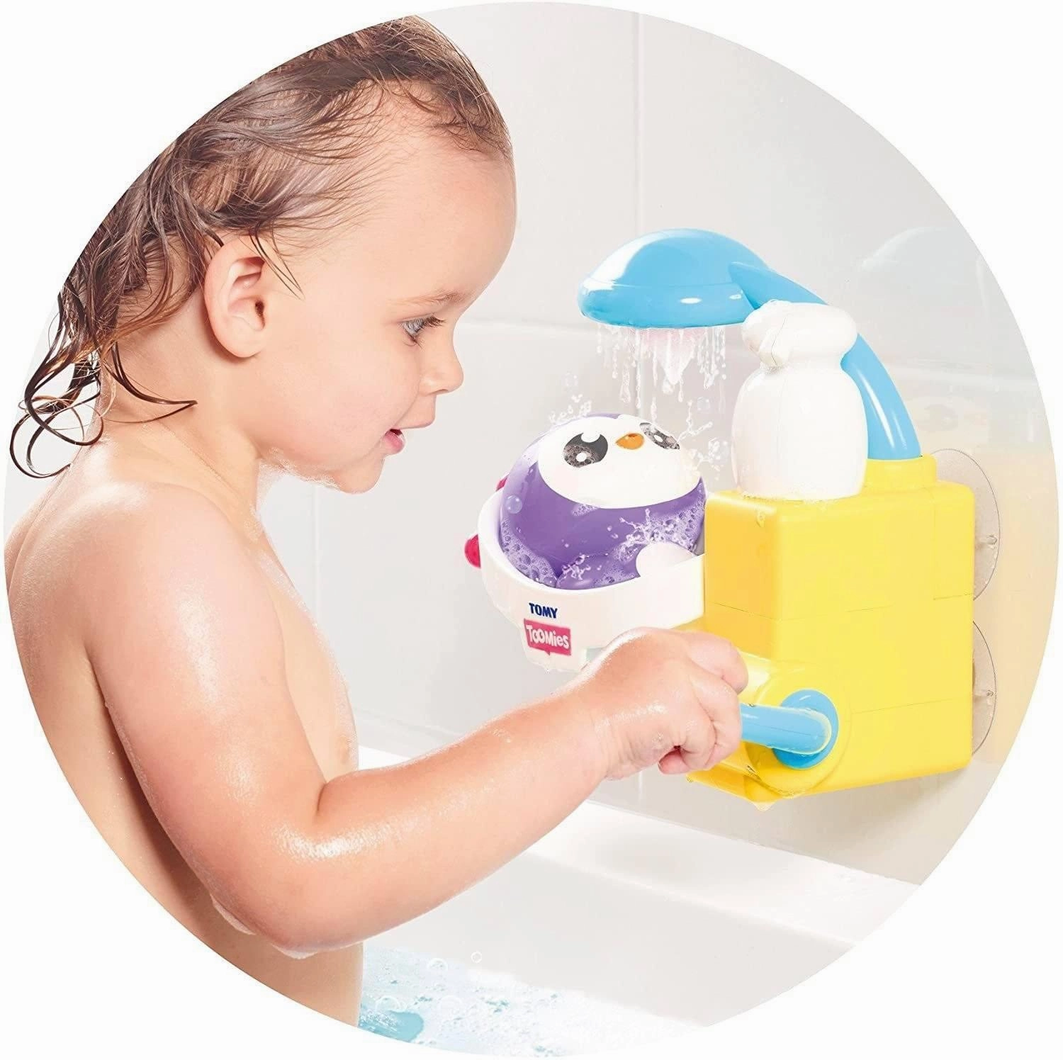 Limited Stock Assist Mode TOMY Toomies  Shower & Scrub Penguin Baby Bath Toy