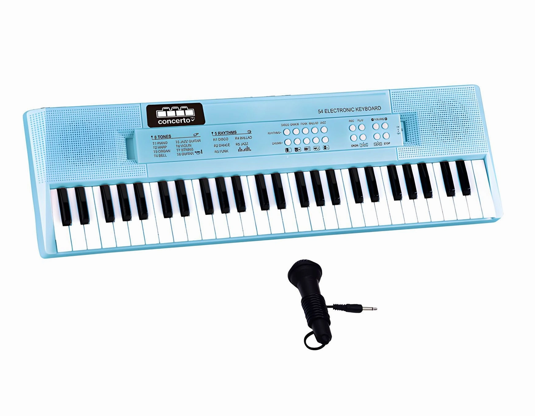 Reig 54 Keys Electronic Keyboard with Microphone - Colour Blue Noir Style Intermediate Level