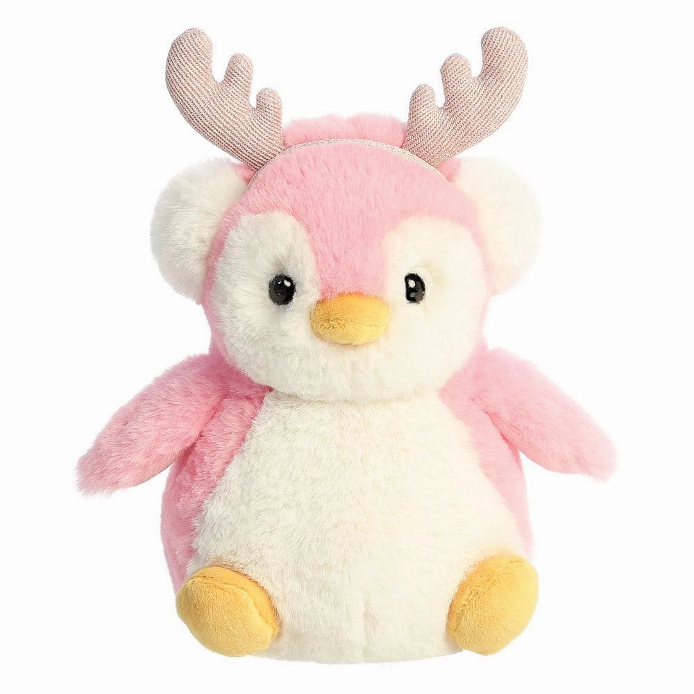 AURORA PomPom Penguin with Reindeer Antlers 18cm Plush Small Array