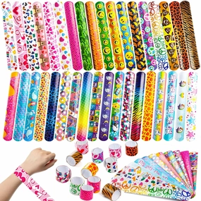 Ghostly Party 144 Pcs Slap Bracelets for Kids Bulk Wristbands with Animals