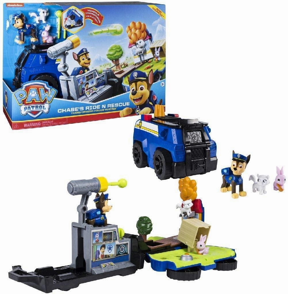PAW Patrol 6053389 Chase??s Ride ??n?? Rescue, Transforming 2-in-1 Playset and Police Cruiser Persistence Reward