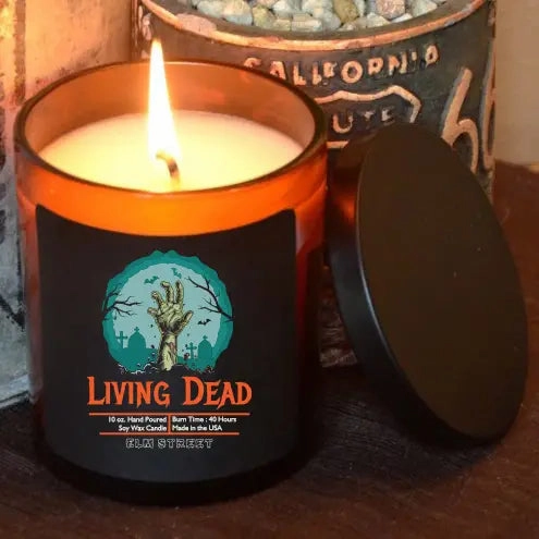 Living Dead Halloween Edition Candles - Hot Cider Soy Wax Candle Mystical Designs Playful Decorations