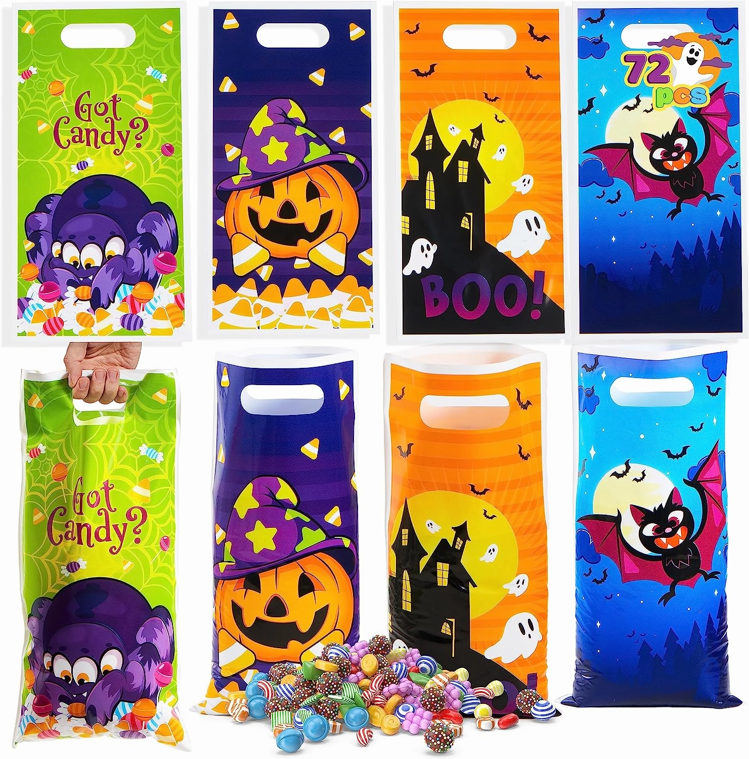 Halloween Trick Or Treat Bags, 72 Pcs Mystical Masks Ghoulish Masks
