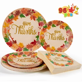 Thanksgiving Paper Plates and Napkins Set for 24 guests Mars Colony