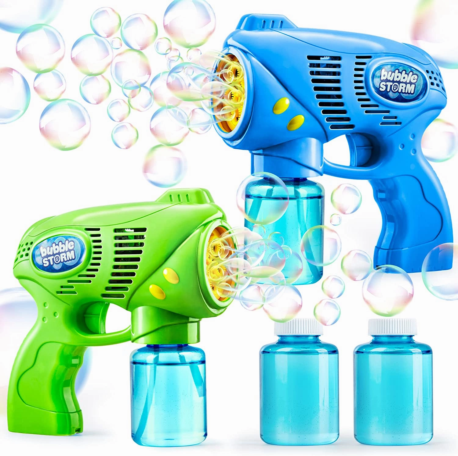 Energy Conserve 7in Bubble Gun Blower with 2 Bottles of 5 oz. Bubble Refill Solution, 2 Pcs