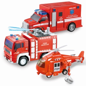 3 In 1 Fire Rescue Truck Car Set Sherlock Holmes