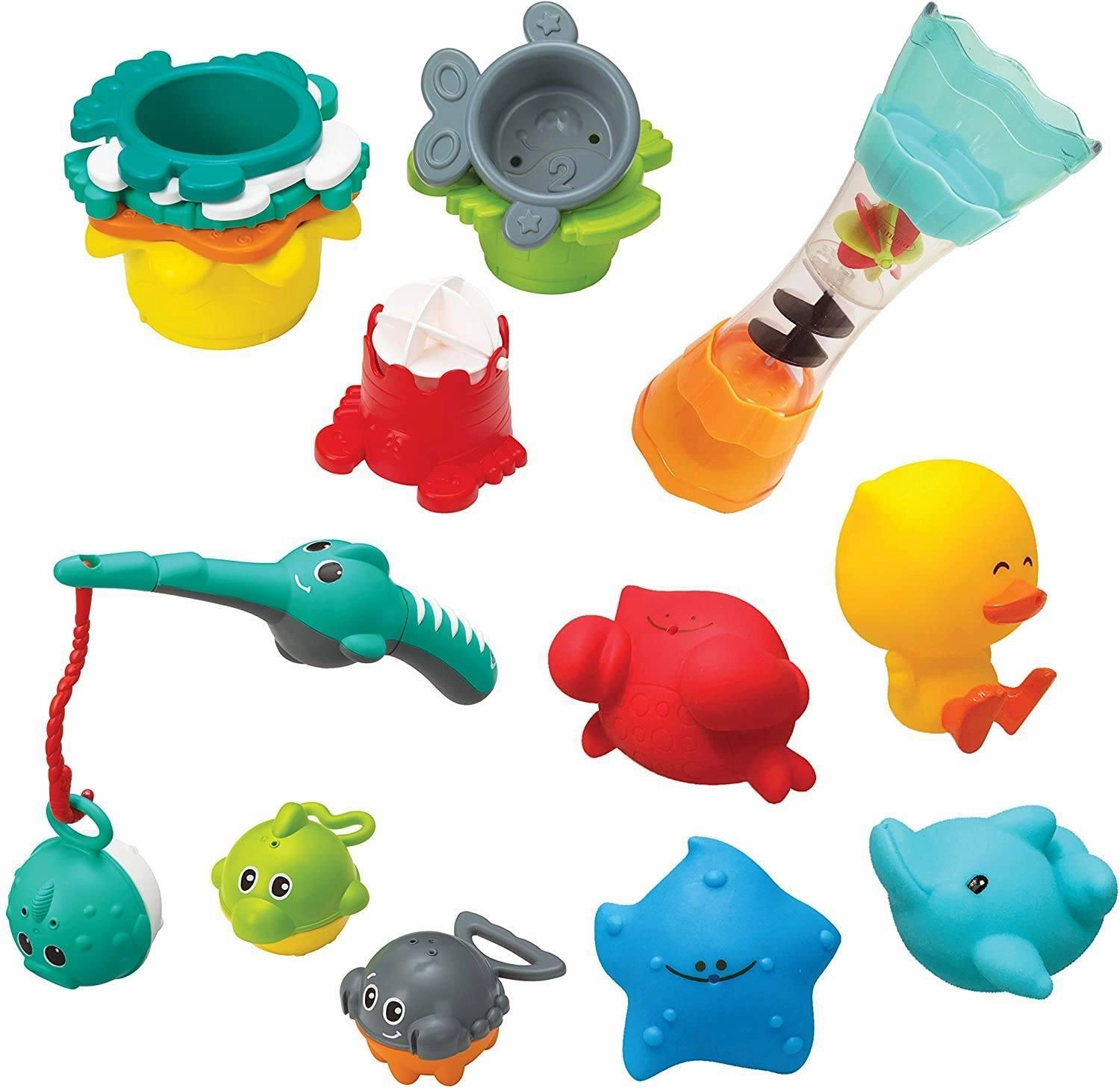 Infantino hand- eye coordination Splish & Splash Bath 17 Piece Toy Controlling Creator Little Sack