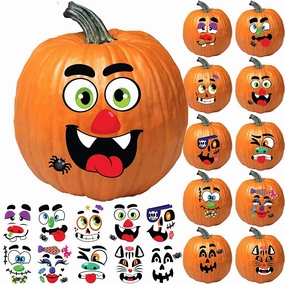 Spooky Ornaments Scary Decorations Pumpkin Decorating Stickers, 18 Pcs