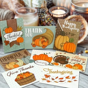 Pumpkin Thanksgiving Greeting Gift Cards, 36 Pcs Patch Note