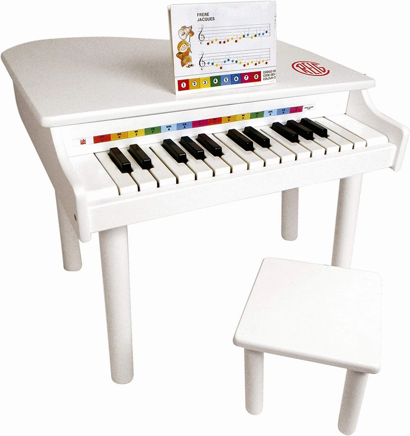 Reig Children's Electronic Wooden Grand Piano - White World Building Virtual reality