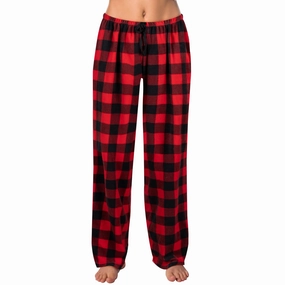 Spooky Accents Red and Black Plaid Pajama Pants, Polar Fleece Christmas Pajama Pants