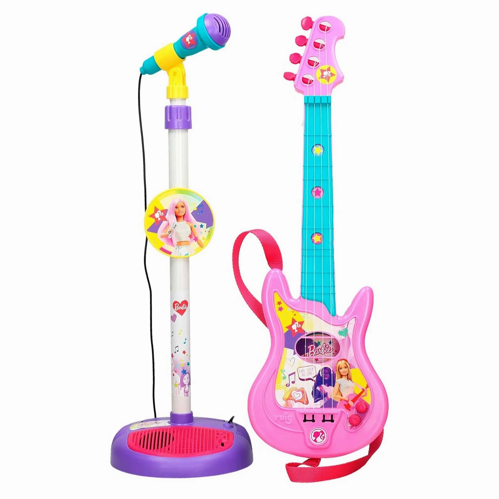 REIG Barbie Mattel Microphone and Guitar Low latency Dynamic Reflections