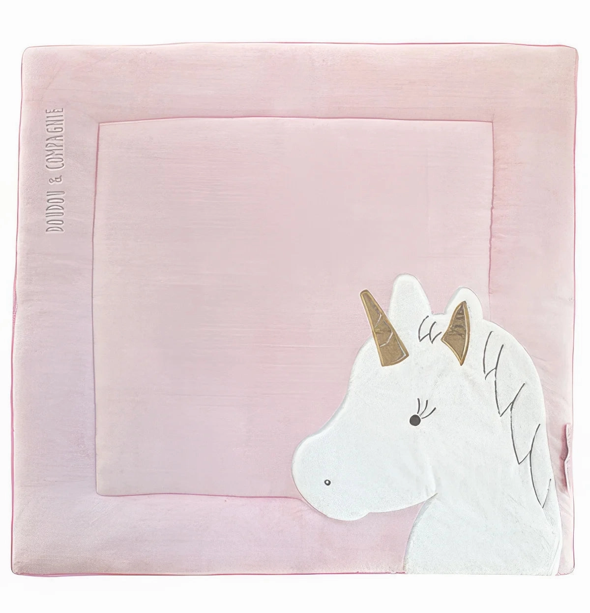 Cycling Enthusiast Figure Designer Doudou et Compagnie Bear Playpen Mat, Pink/Gold 100 x 100 cm
