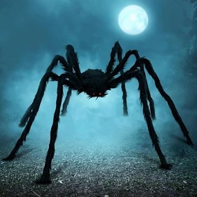 Creepy Figures Scary Lights Huge 5-feet Black Hairy Spider