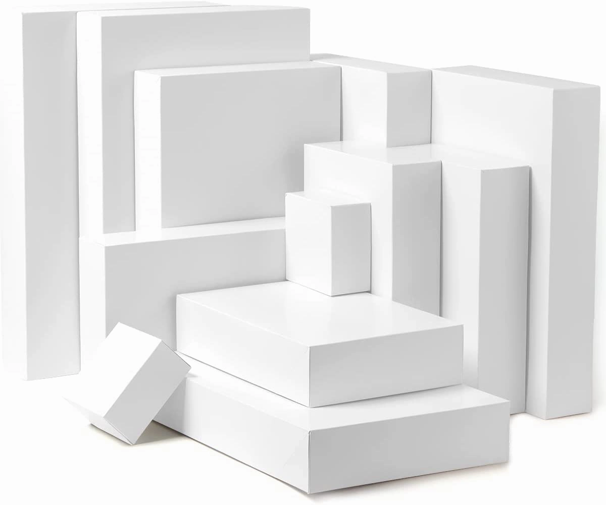 White Box with Assorted Size Design and Stickers, 12 Pcs Ghostly Lights