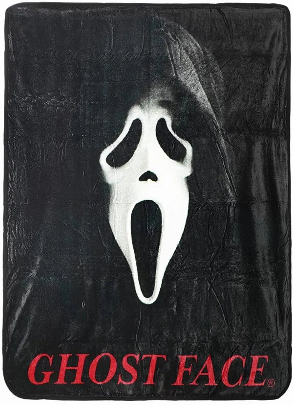 Ghost Face Fleece Throw Blanket Mysterious Decor Scary Lights
