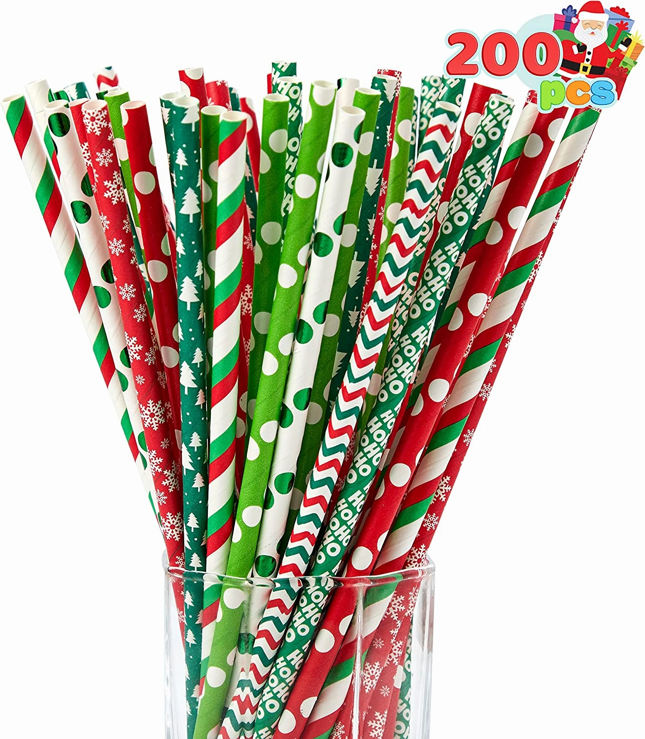 200Pcs Paper Straws Christmas Ghostly Crafts