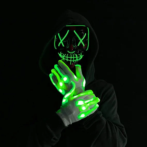 Ghoulish Party Led Scary Mask And Gloves (green)