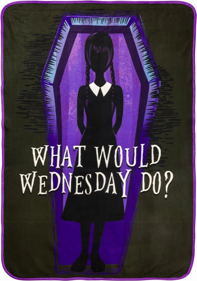 Ghostly Ornaments Wicked Treats Silver Buffalo Addams Family What Would Wednesday Do 45" x 60" Fleece Throw