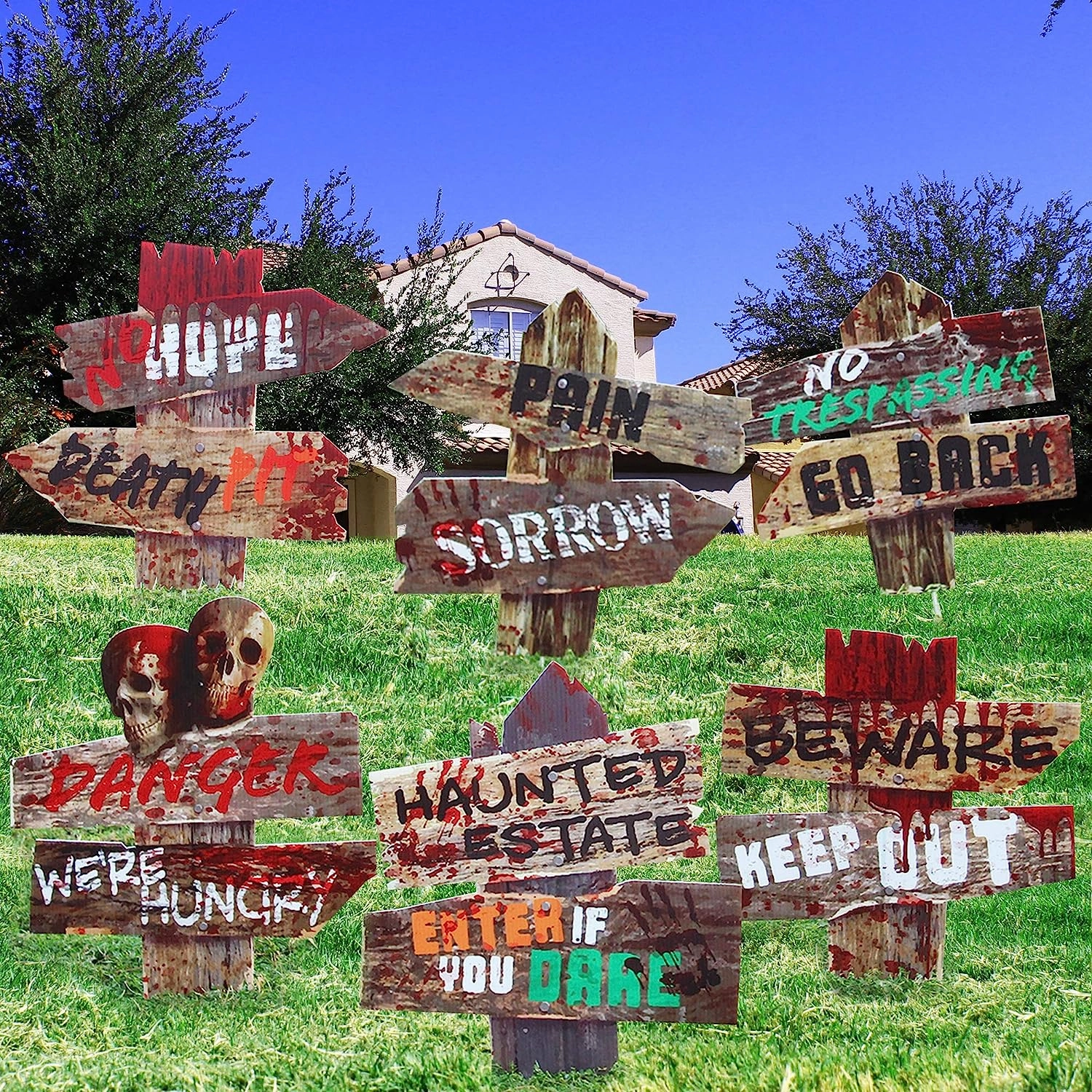 Scary Yard Sign, 6 Pcs Monster Accessories