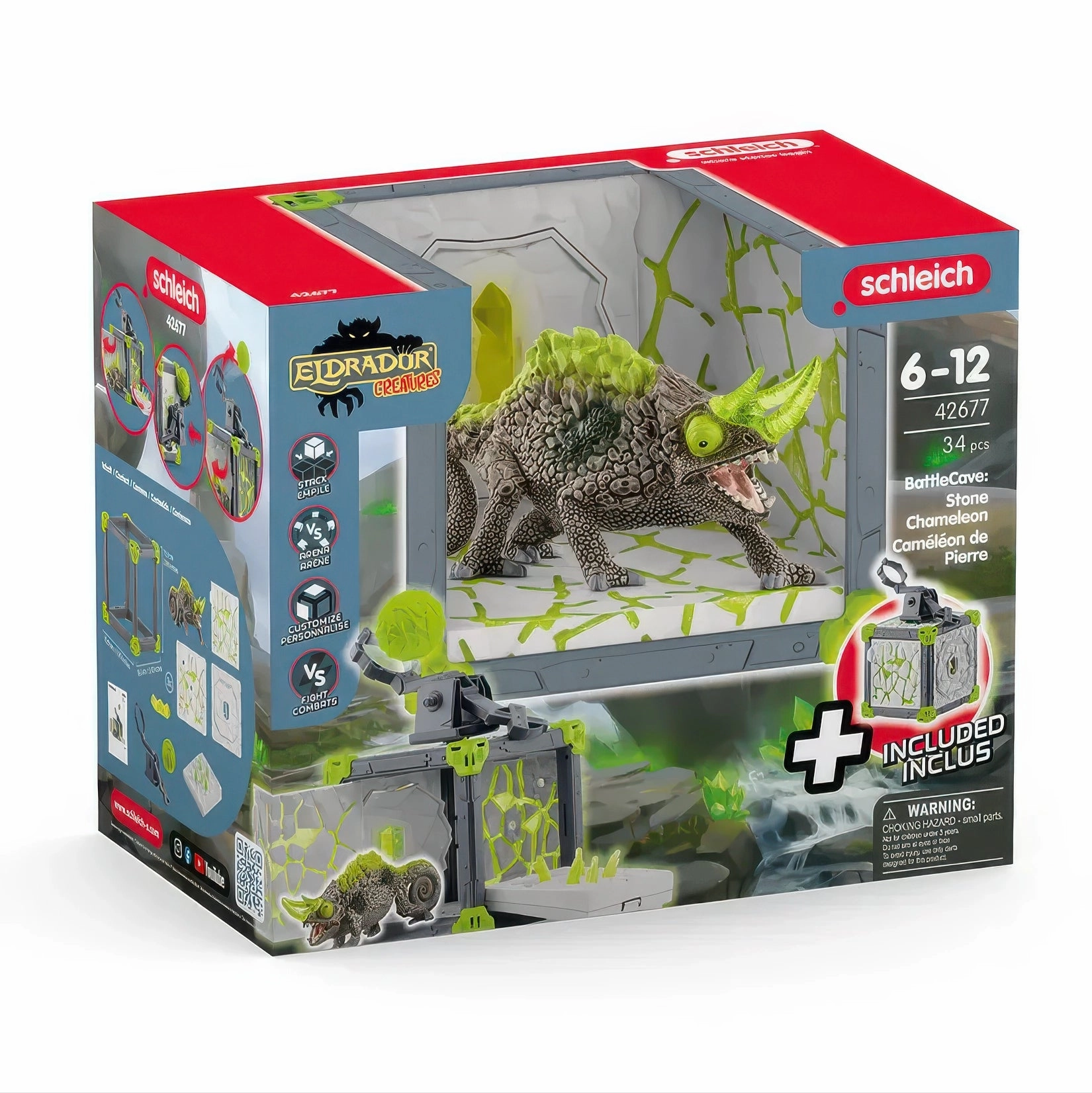Deluxe Version Big Budget Schleich 42677 Battlecave Stone Chameleon Playset