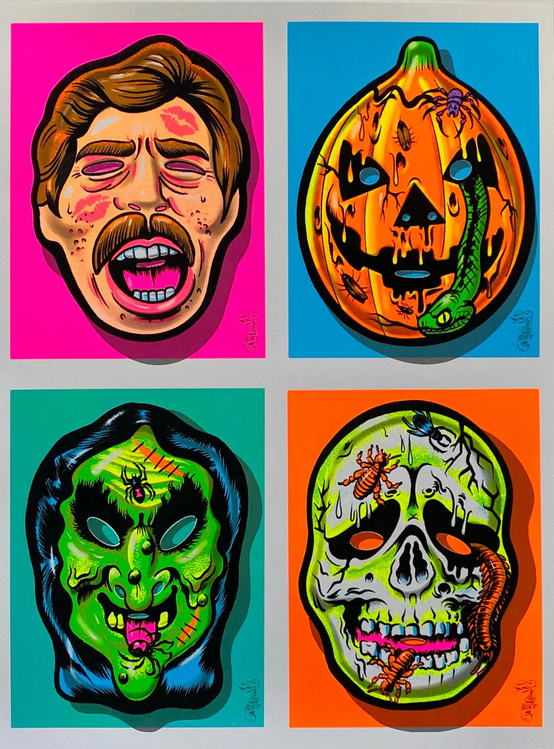 Mysterious Crafts Scary Ornaments Scream Queen Killer & Friends Parody Blacklight Print
