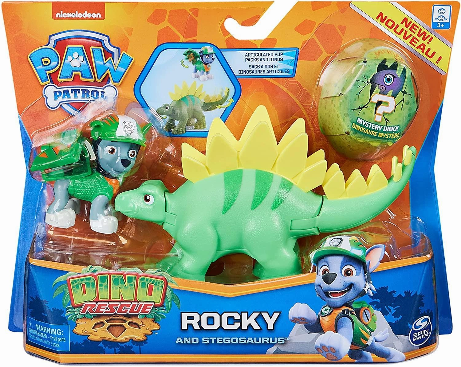 PAW Patrol Dino Rescue Figures and Mystery Dinosaur - Rocky and Stegosaurus Innumera