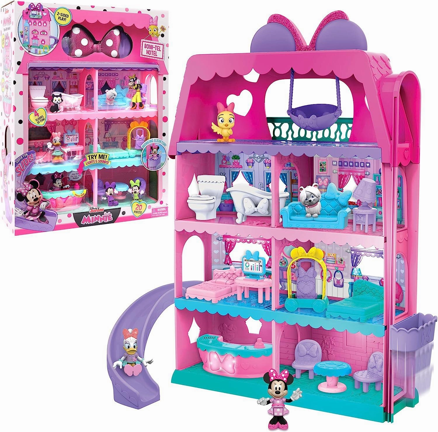 Disney Minnie Mouse Bow-Tel Hotel Dollhouse Playset Community Service