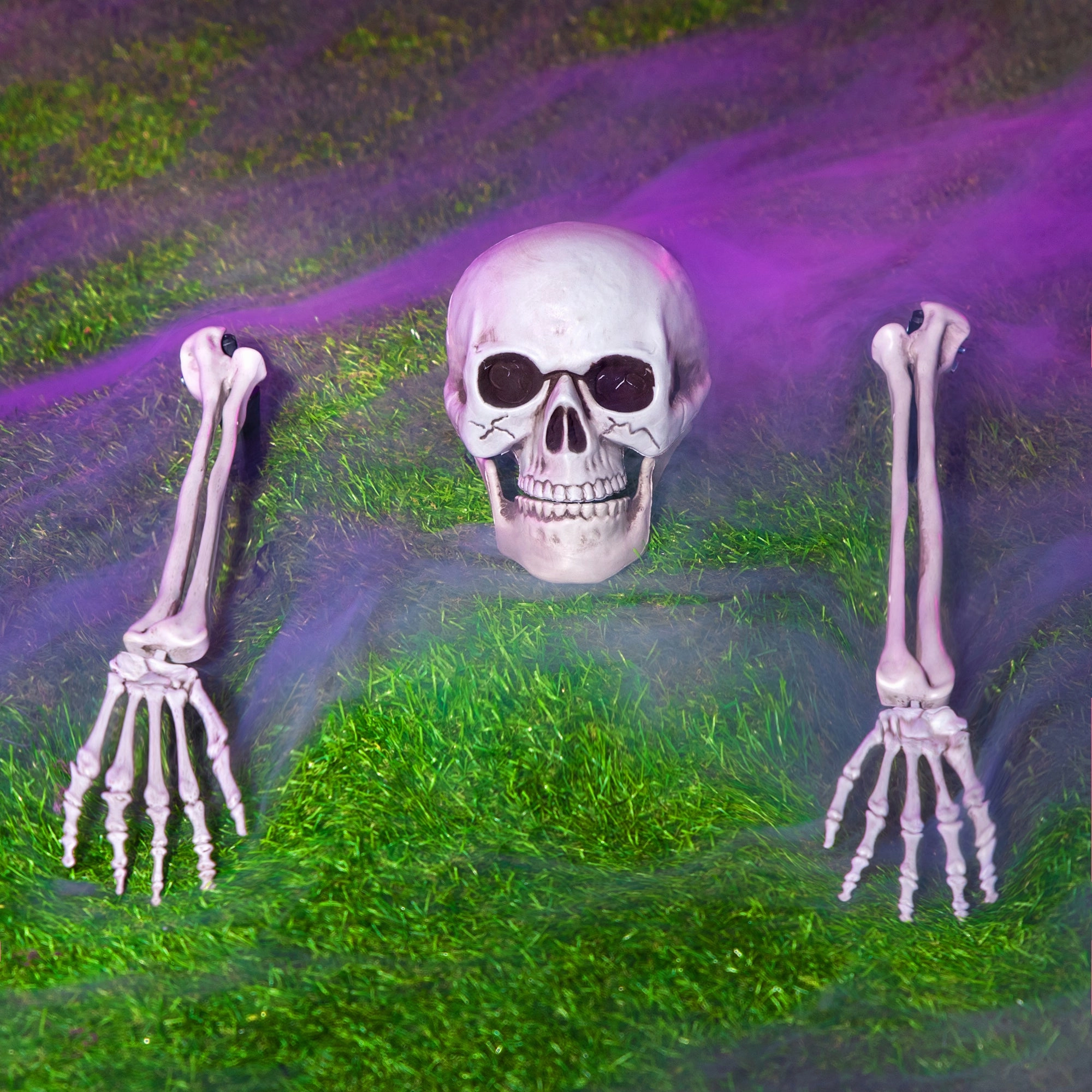 Skeleton Yard Stake Bright White, 3 Pcs Mystical Party Monster Ornaments