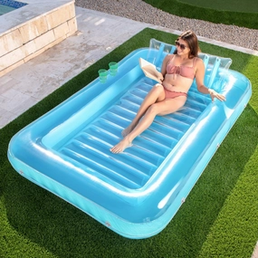 Sloosh-XL Inflatable Tanning Pool Lounge Float, 85inx 57inExtra Large Sun Tan Tub Adult Pool Floats Raft Football Throw Martial Art
