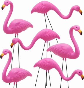 Small Pink Flamingo Yard Ornament, Set 6 Focus Training