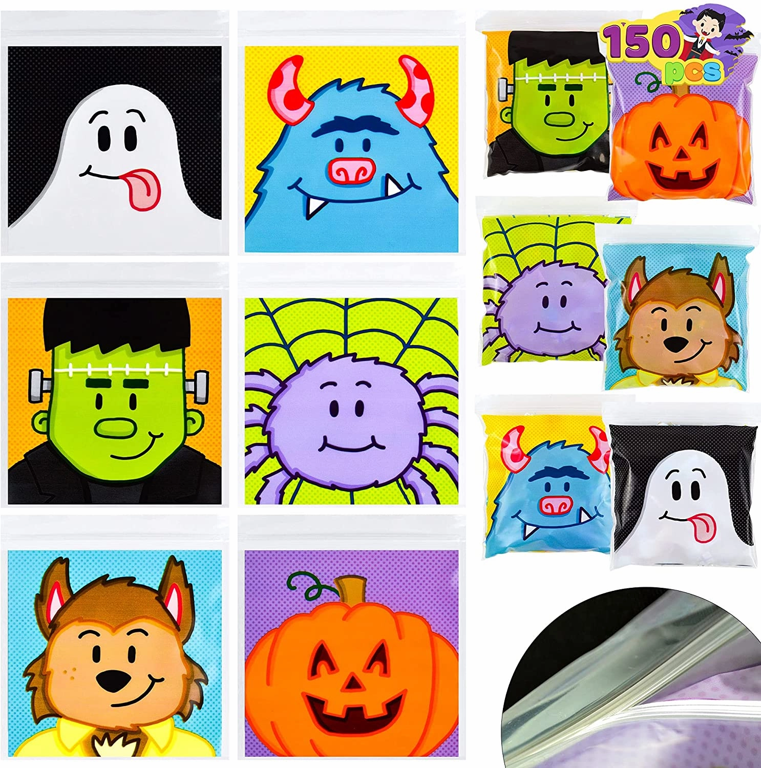 Scary Crafts Playful Masks Small Ziplock Goodie Bags, 150 Pcs