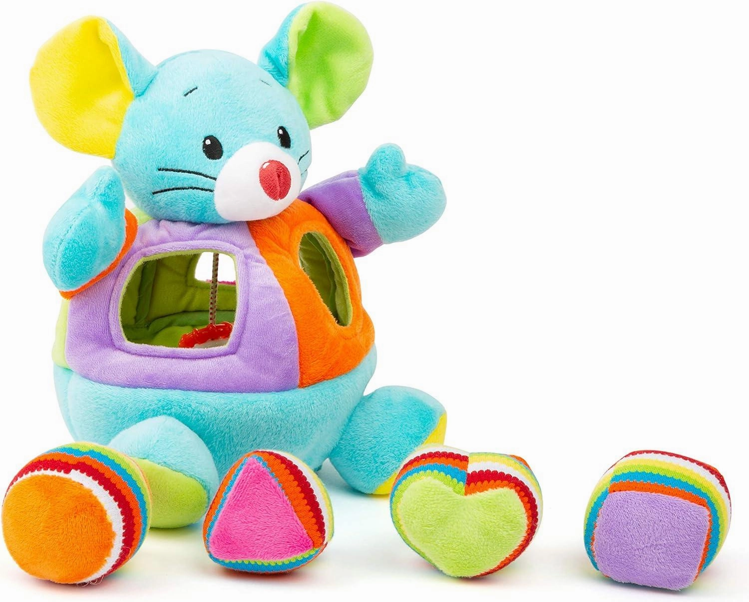 Little Plaque Small Foot - Shape Sorter Mouse Plush with Rattle