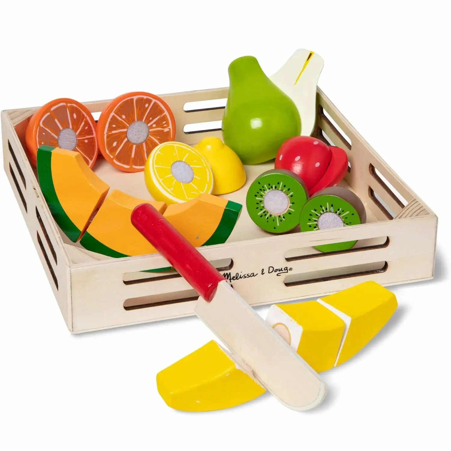 Melissa & Doug Cutting Fruit Set - Wooden Play Food Architectural Design Perfect Save