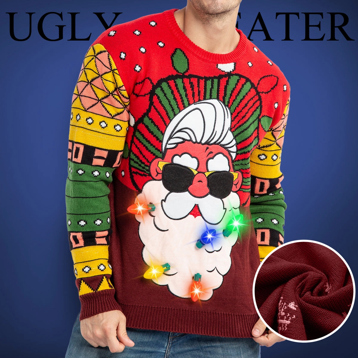 Christmas Sweaters Santa Ugly Sweater with Light Bulbs Enchanting Party