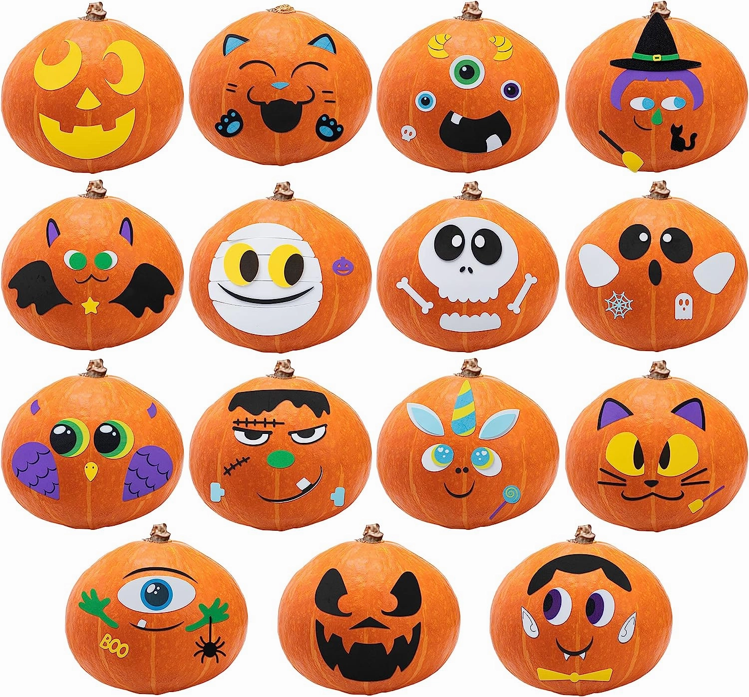 Mystical Lights Eerie Decor Foam Pumpkin Stickers, 15 Pack