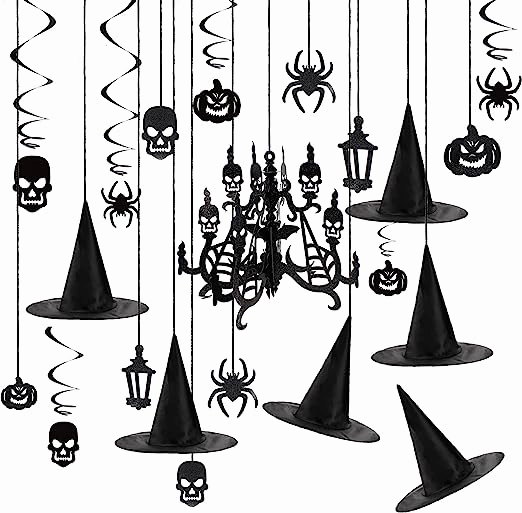 Spooky residence Hanging Decorations and Witch Hats, 25 Pcs Monster Decor Haunted Accents