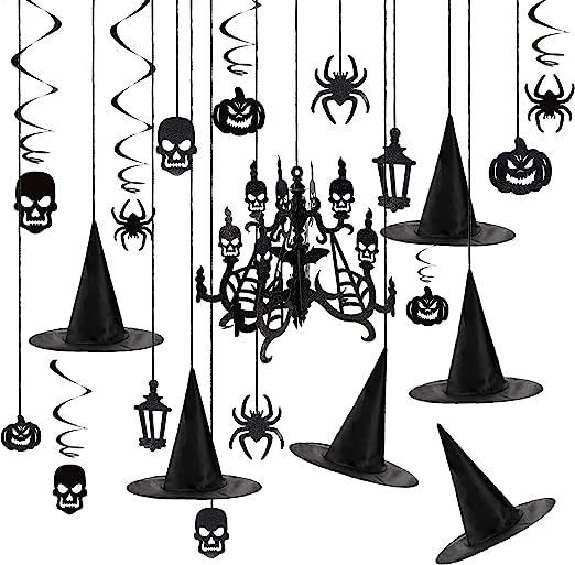 Wicked Figures Spooky residence Hanging Decorations and Witch Hats, 25 Pcs