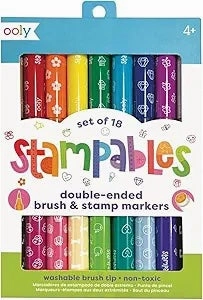 Stampables Double Ended Brush & Stamp Markers - Set of 18 Insect Collection Green Living