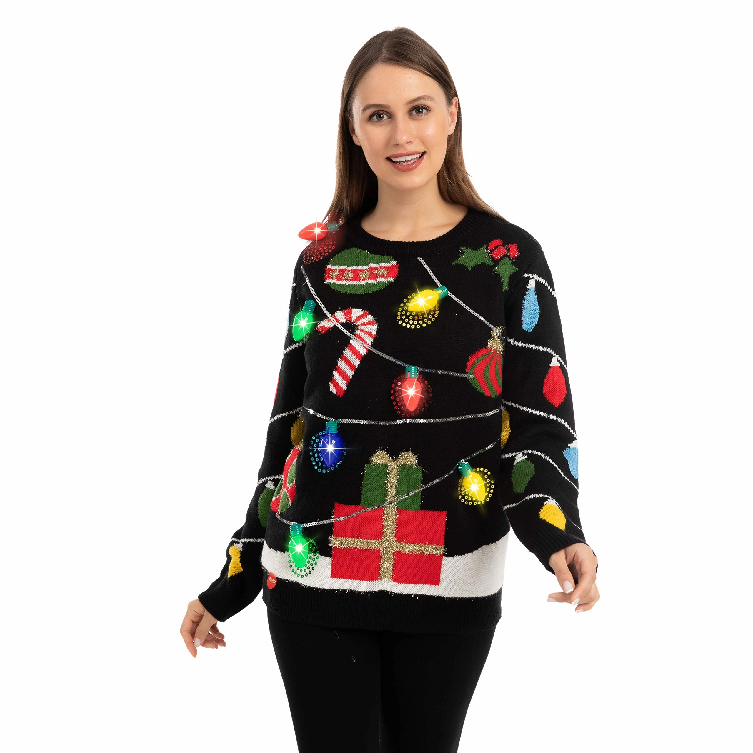 String lights ugly sweater with light bulbs (Women) Wicked Displays