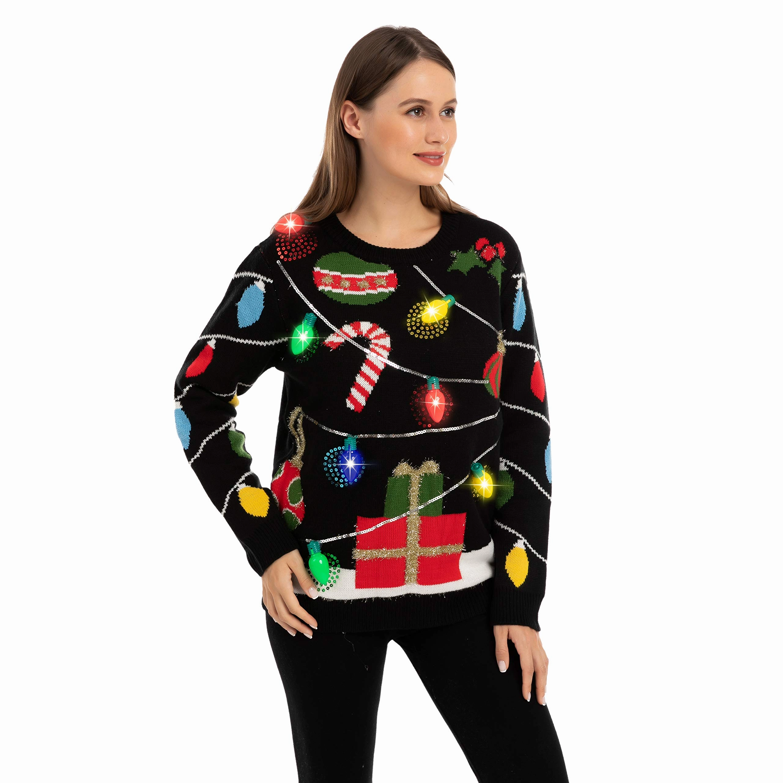 Mysterious Props Ghostly Lights String lights ugly sweater with light bulbs (Women)